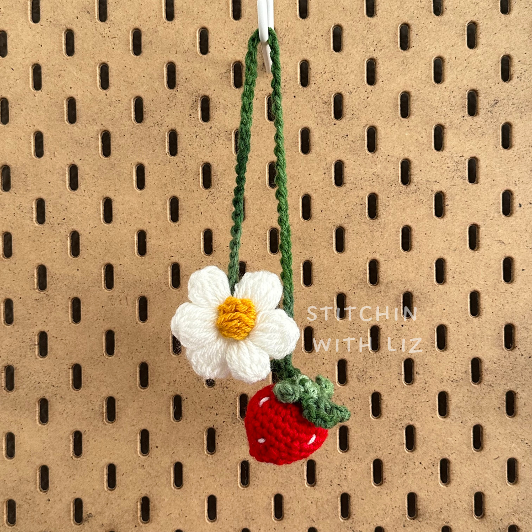 Strawberries Hanging Rearview Mirror Charm