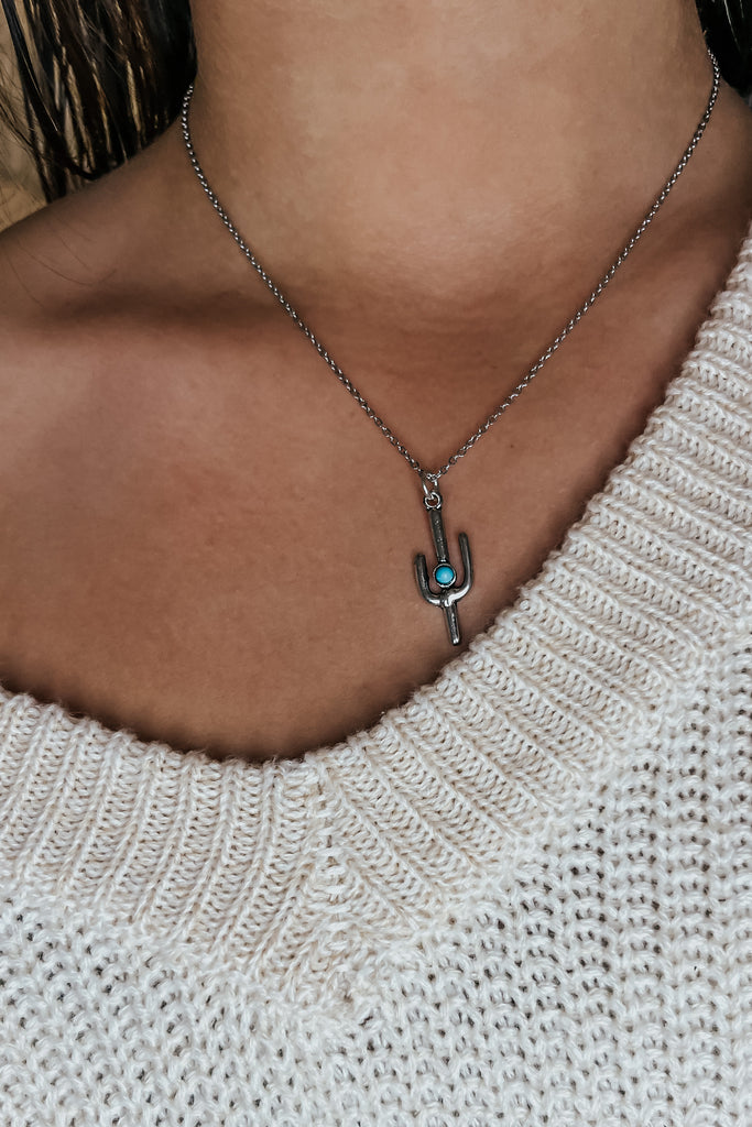 dainty cactus necklace