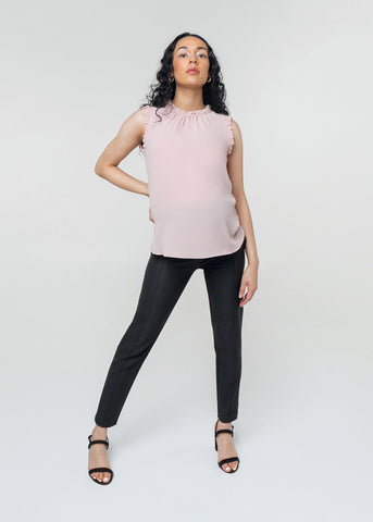 MARION Black Maternity Dress Pants with Overbelly pregnancy band. 