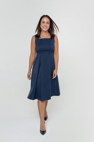 Maternity Blue Dress by MARION. Standard and Petite Maternity Dresses.