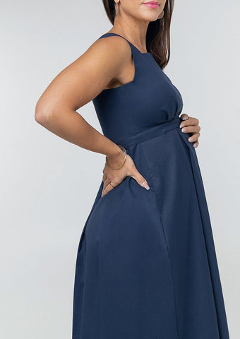 Blue Petite Maternity & Nursing Dress