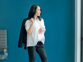 Best Maternity Clothes for Work by MARION. Maternity Blouse and Nursing Top. Sustainable. Petite maternity clothes.