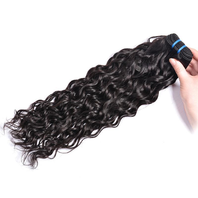 Queen Life hair 4 Bundles With Lace Closure Water Wave Brazilian Human Hair