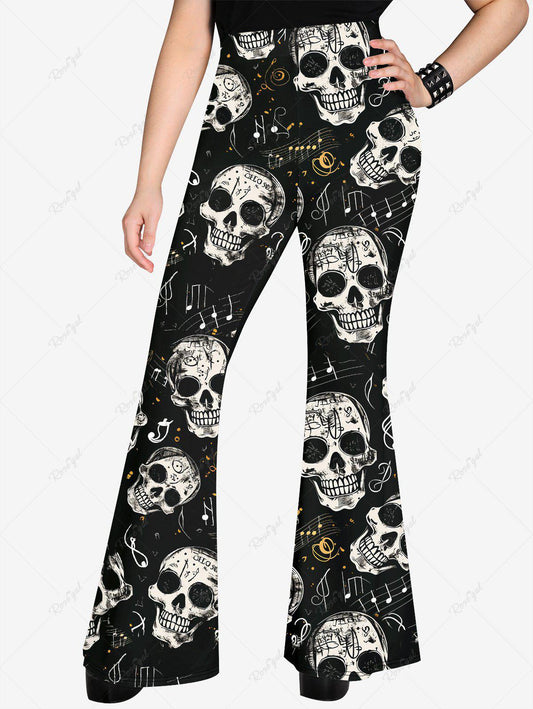 💗Marika Loves💗 Gothic Skeleton Print Two Tone Halloween Flare Pants –  Rgothic