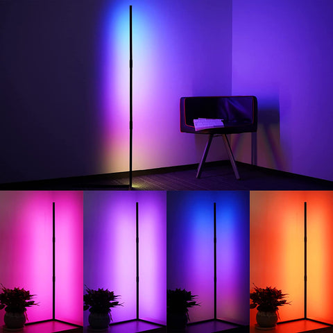 Lámpara de pie RGB que cambia de color, LED 2 en 1, lámpara alta colorida  para dormitorio, lámpara de lectura súper brillante de 22 W, luz de pie