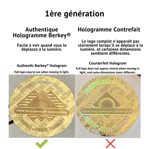 A hologram to recognize an authentic black berkey filter 