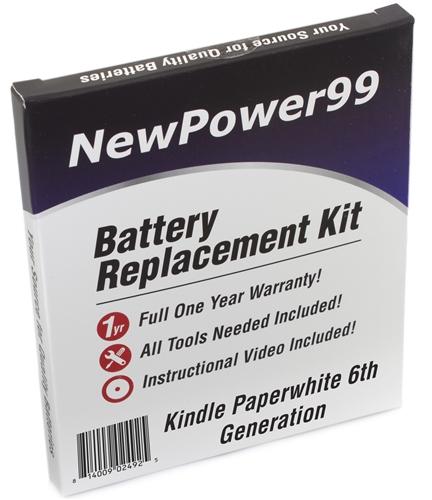 Amazon Kindle Paperwhite 6th Generation Battery Replacement Kit with Tools, Video Instructions and Extended Life Battery