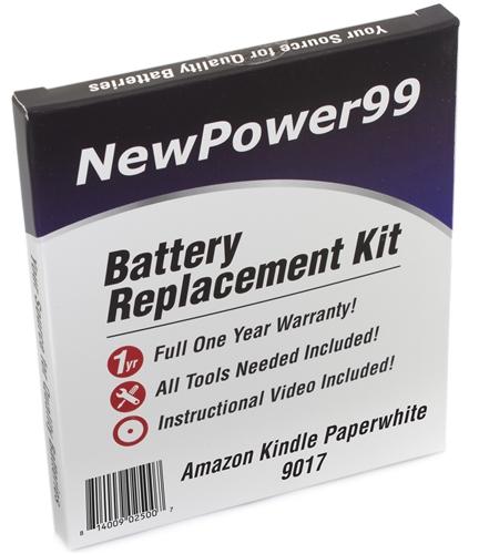Amazon Kindle Paperwhite 9017 Battery Replacement Kit with Tools, Video Instructions and Extended Life Battery