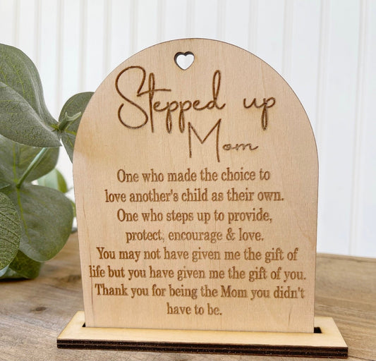 To My Bonus Mom Wood Plaque, Gifts for Bonus Mom From Daughter, Plaque with  Wooden Stand, Meaningful Wood Sign Plaque Gift, Ideas Gift for Bonus Mom