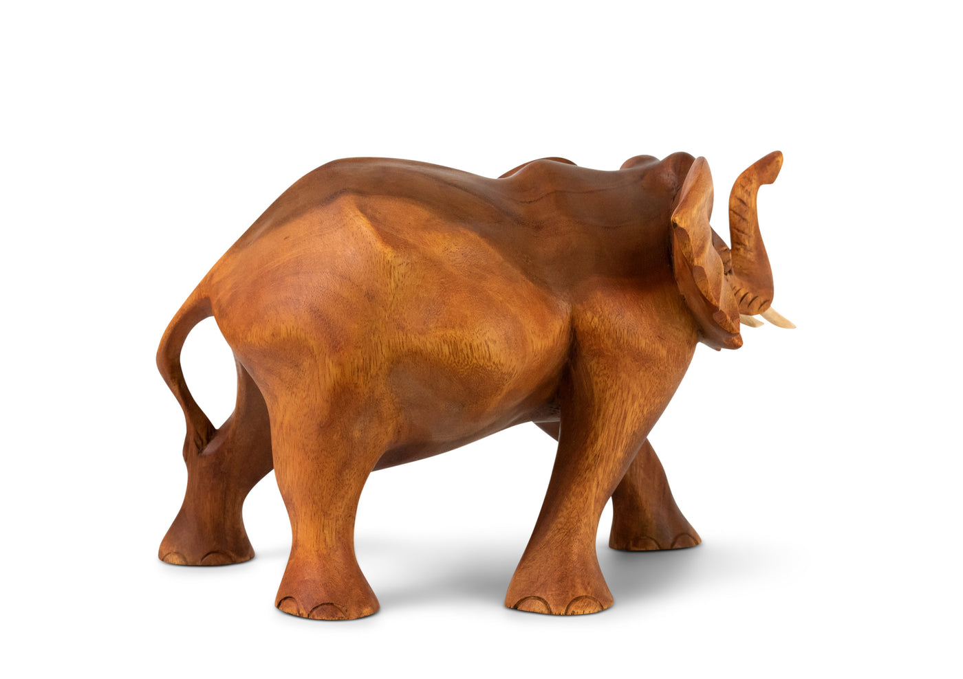 Large Wooden Hand Carved Walking Elephant Statue Figurine Sculpture Art Decorative Rustic Home Decor Accent Handmade Handcrafted Decoration