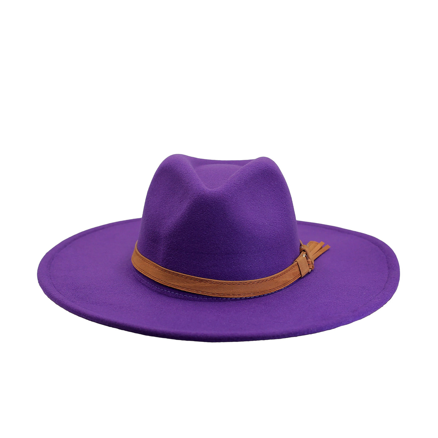 wide brim purple hat