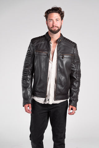 wakefield mens leather motorcycle jacket