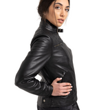 Blackbird Motorcycle Wear Isla womens leather motorcycle jacket, side