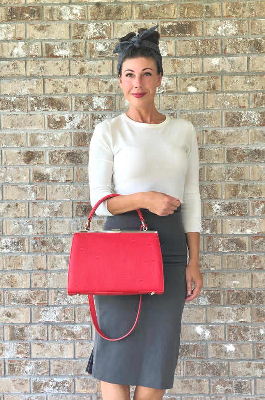 Kopie von Damen Handtasche, Leder Handtasche "Charlene" in rot, Bügeltasche, Henkeltasche, Schultertasche