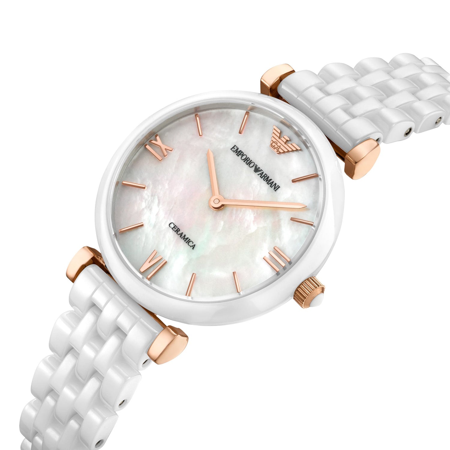 Emporio Armani Ceramica Mother of Pearl Ladies Watch AR1486 –  