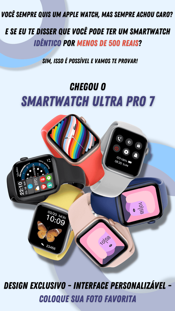 Smartwatch Ultra Pro 7 - prático e acessível