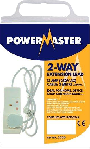 POWERMASTER 200084 - Alargador eléctrico 240 V (50 m, 2 tomas 13 A)