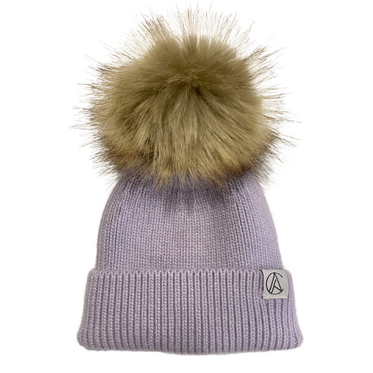 Mulberry Rose Foil Satin Lined Pom Beanie