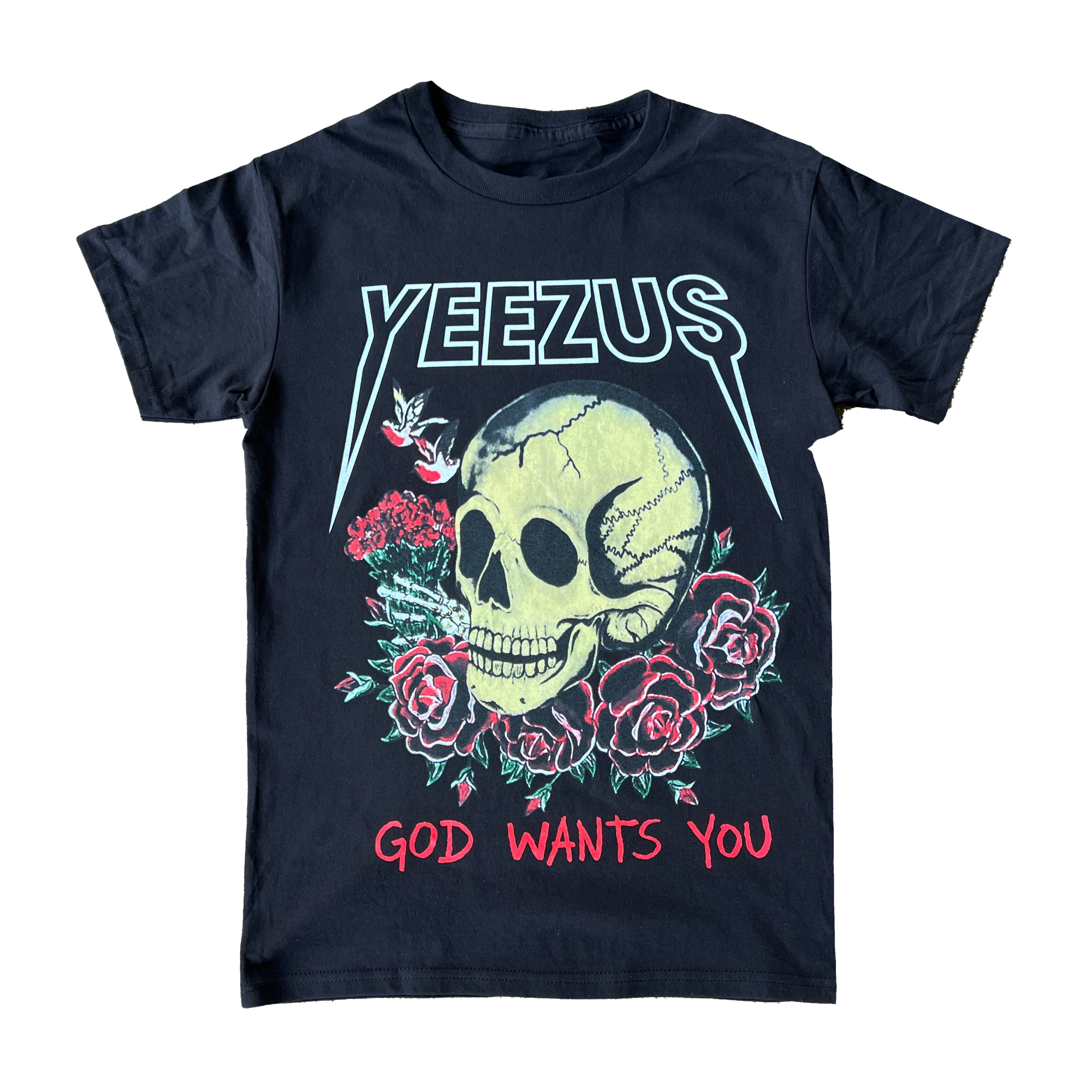 Yeezus Skull Roses Graphic Tee