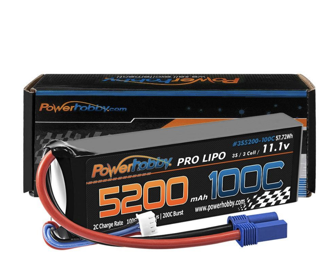 Powerhobby 3s 11.V 5200mah 100C - 200C Lipo Battery w EC5 plug