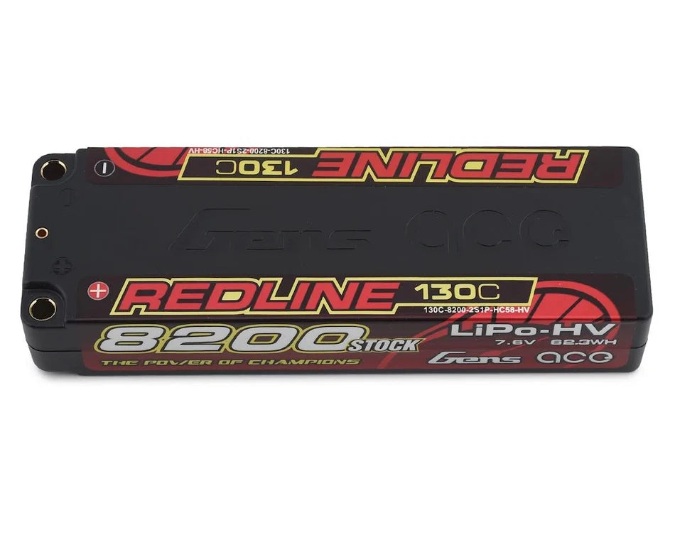 Gens Ace Redline 2s LiHV LiPo Battery 130C w/5mm Bullets (7.4V/7.6V/8200mAh)