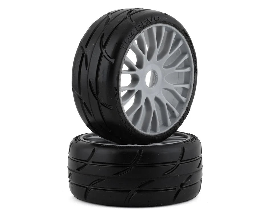 GRP Tires GT - TO3 Revo Belted Pre-Mounted 1/8 Buggy Tires (Silver) (2) (XM4) w/FLEX Wheel