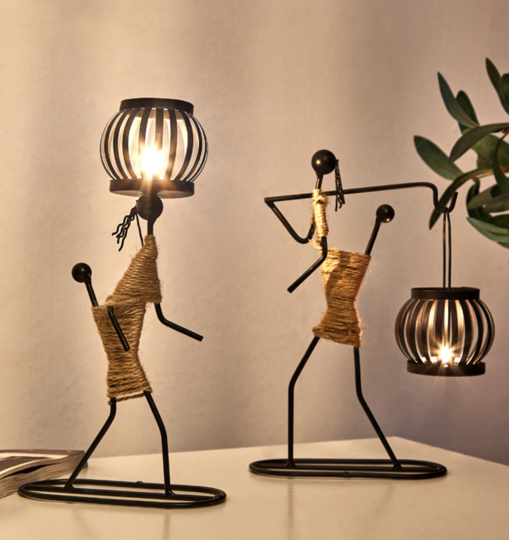 Abstract Figurine Metal Candle Holder