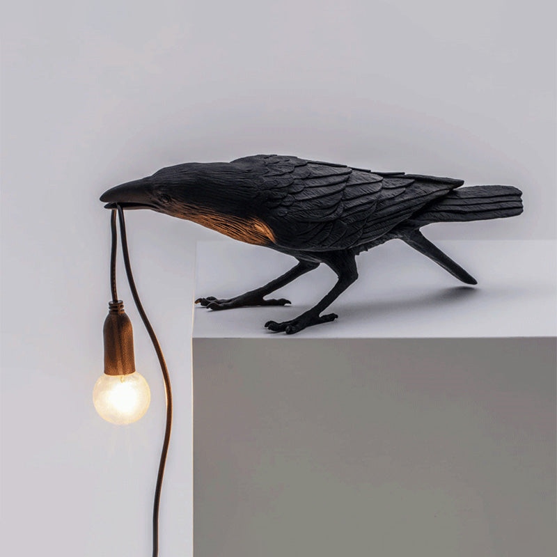 Resin Crow Bird Decorative Lamp