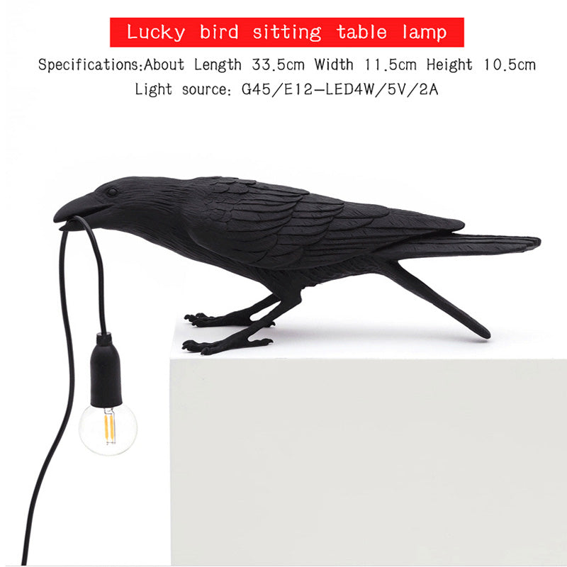 Resin Crow Bird Decorative Lamp