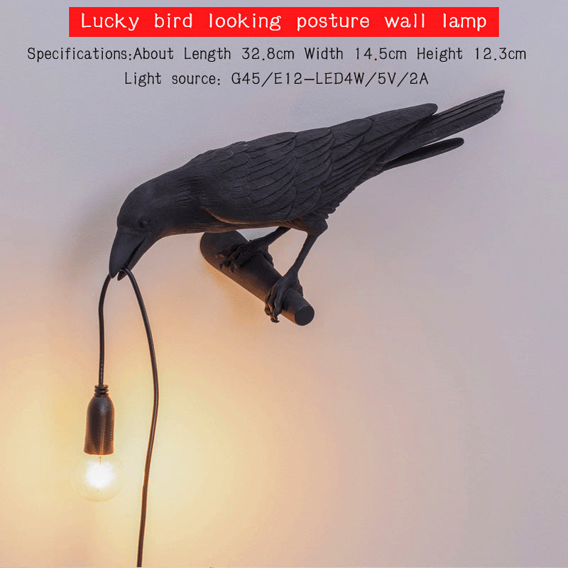 Resin Crow Bird Decorative Lamp