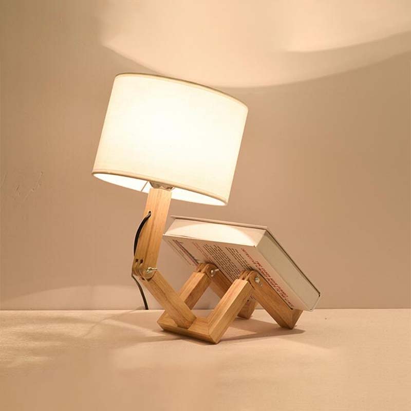 Robot Shape Wooden Table Lamp