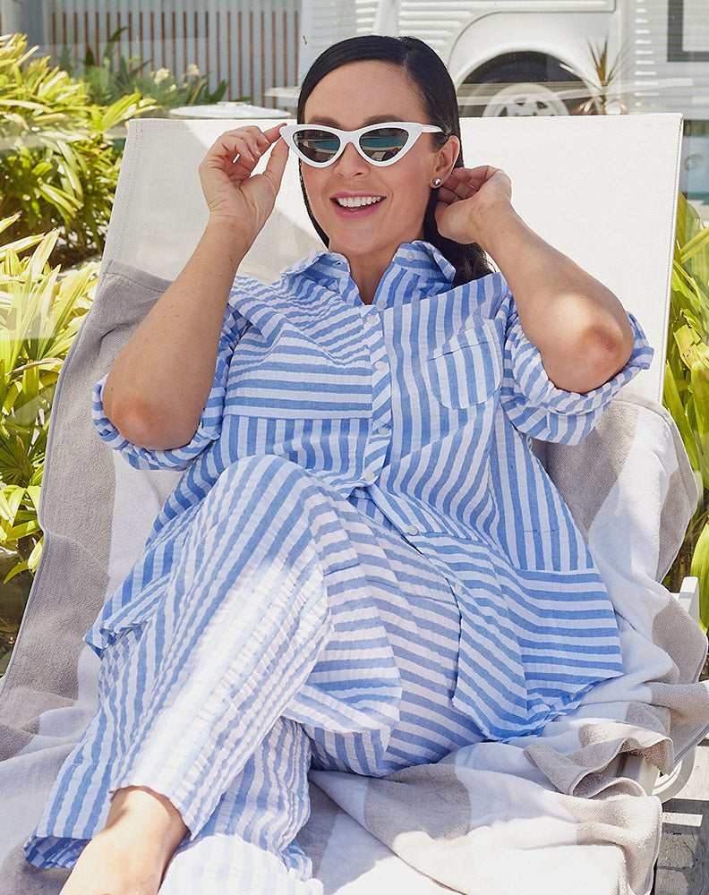 Alice Shirt - Blue/White Stripes