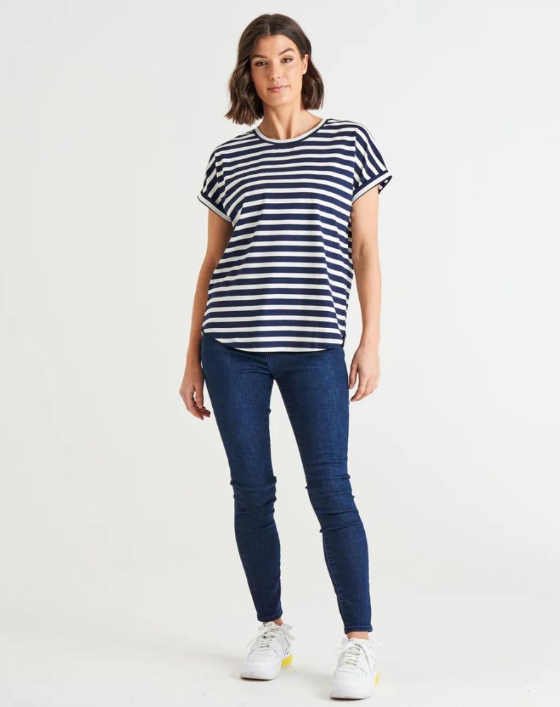 Hailey Short Sleeve Tee - Blue Stripe