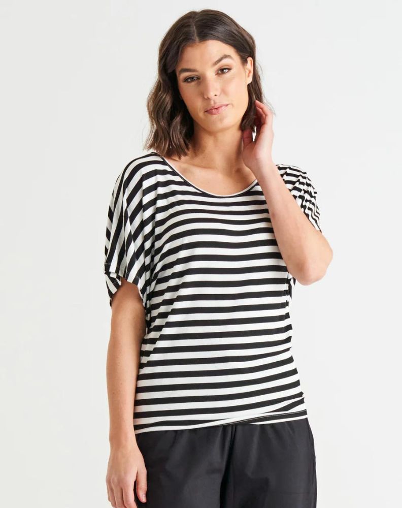 Maui Tee - Black/White Stripe