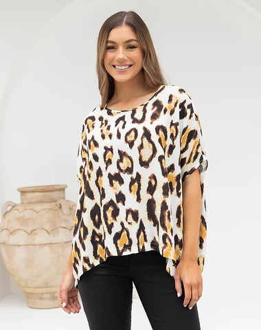 Featuring Our Kitty Top - Tan/Leopard
