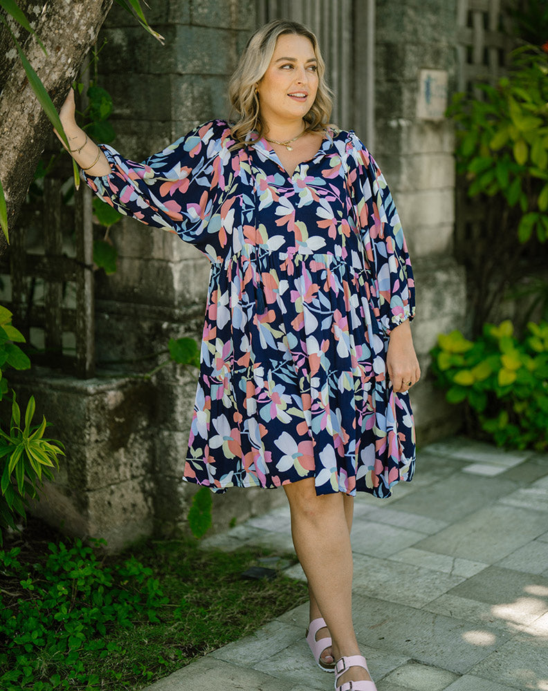 Polly Dress - Navy Floral