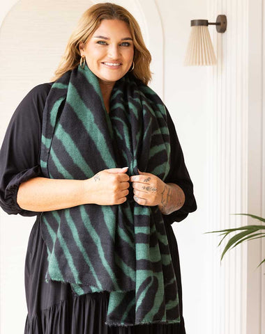 Featuring Our Stripe Scarf - Green