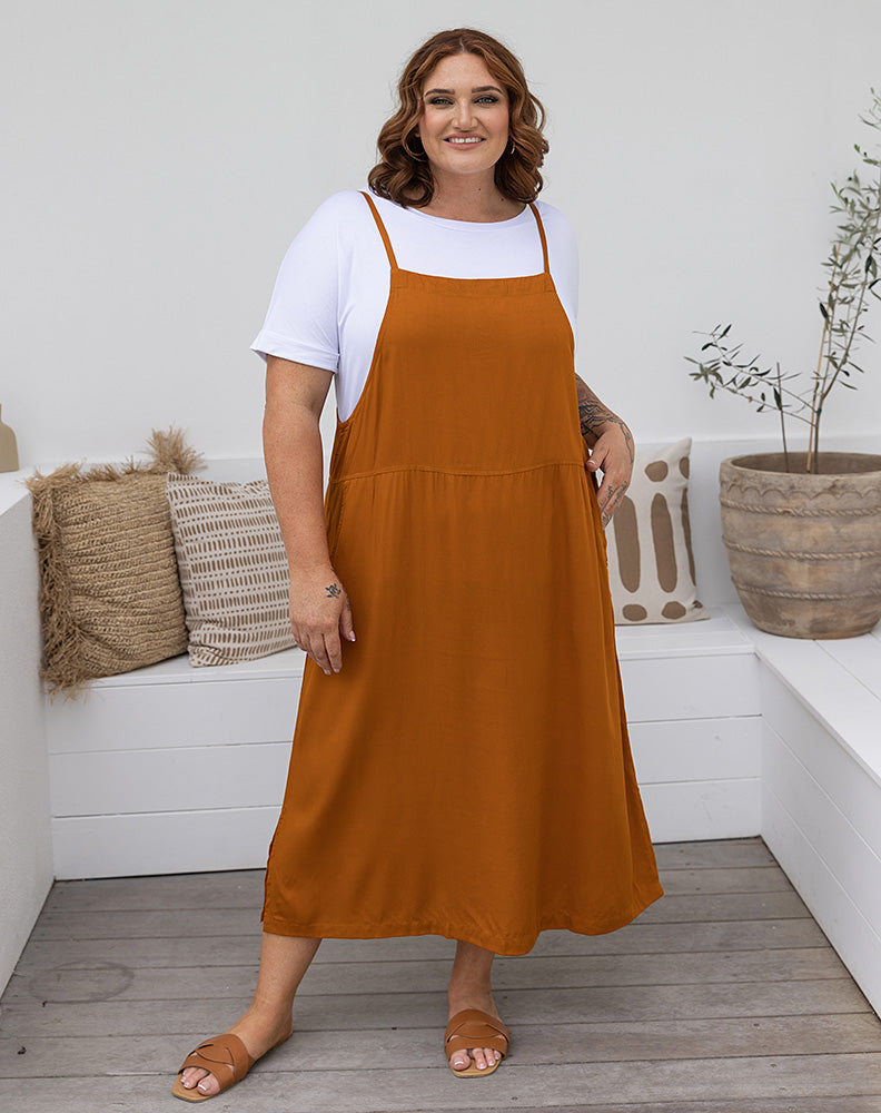 Apron Dress -Tan