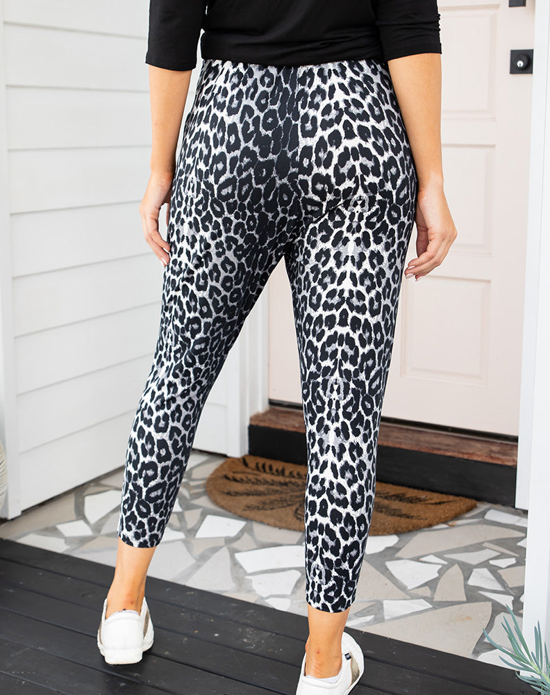 Slouch Pant - Black/White Animal