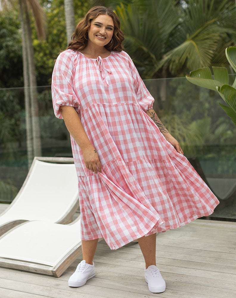 plus size pink gingham dress