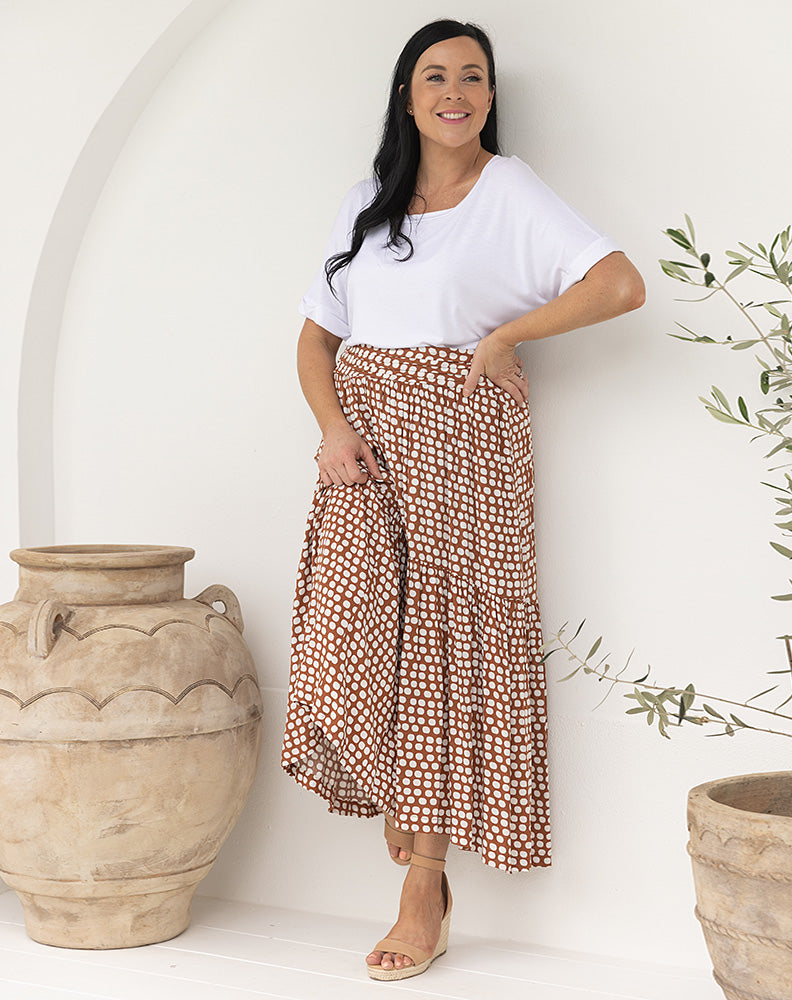 Kate Skirt - Tan/Spot