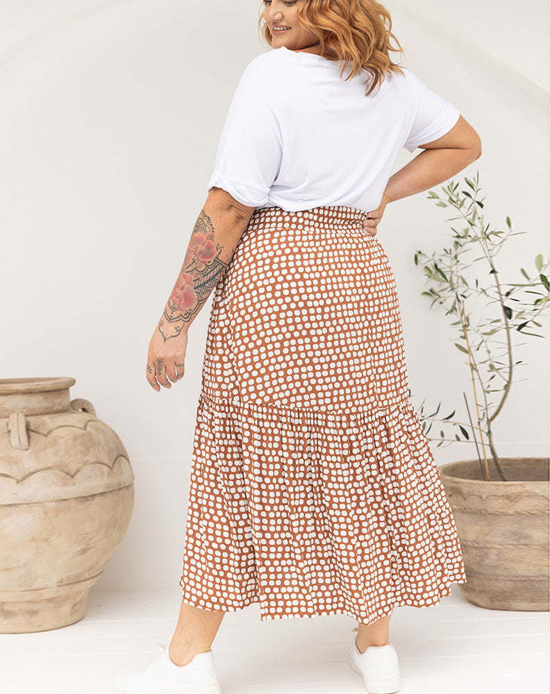 Kate Skirt - Tan/Spot