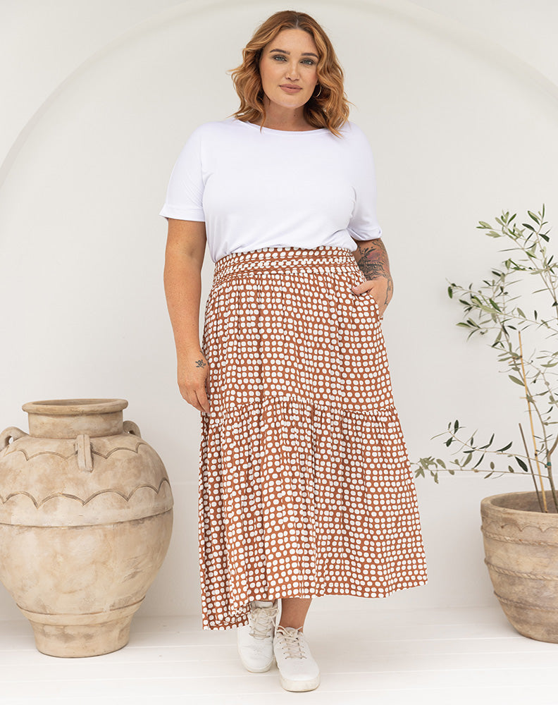 Kate Skirt - Tan/Spot