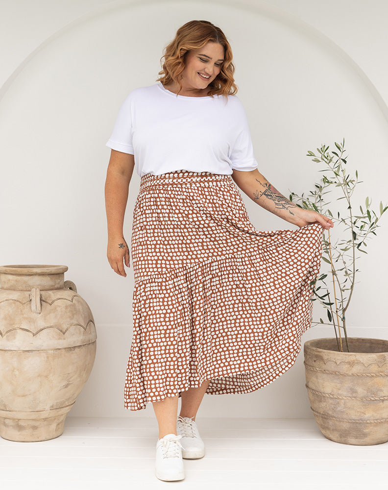 Kate Skirt - Tan/Spot