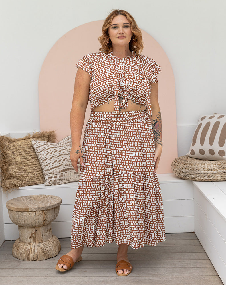 Kate Skirt - Tan/Spot