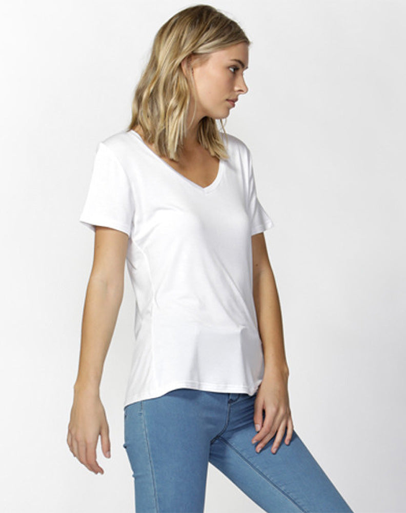 Manhattan V Neck Tee - White