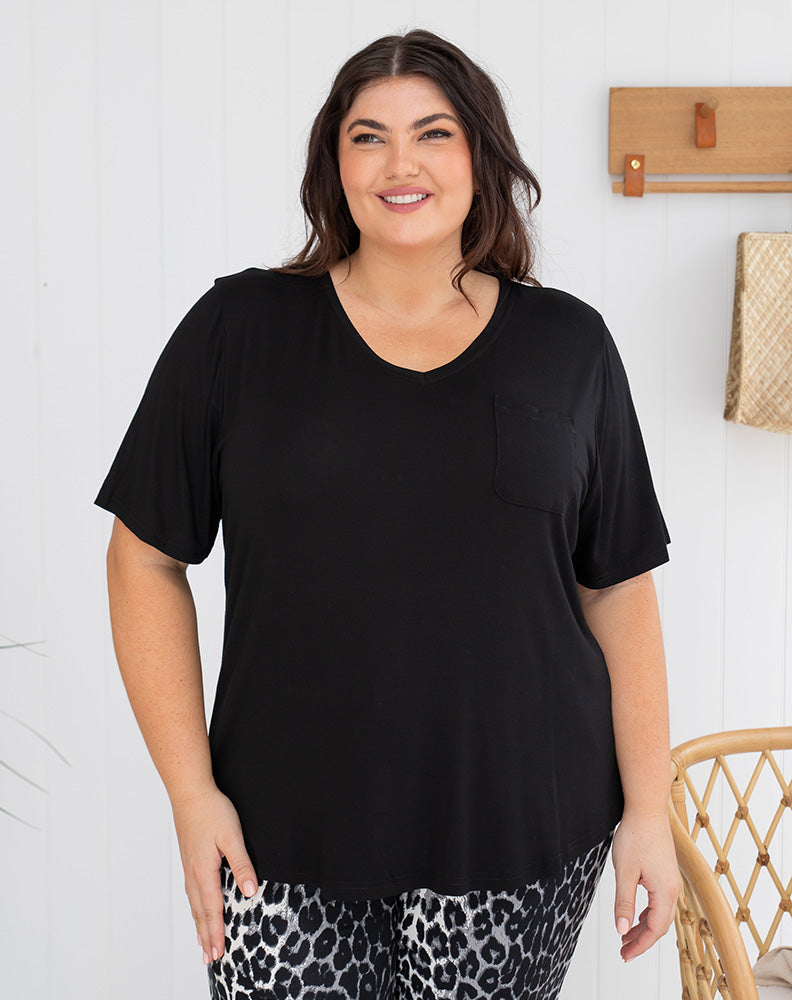 V Neck Tee - Black