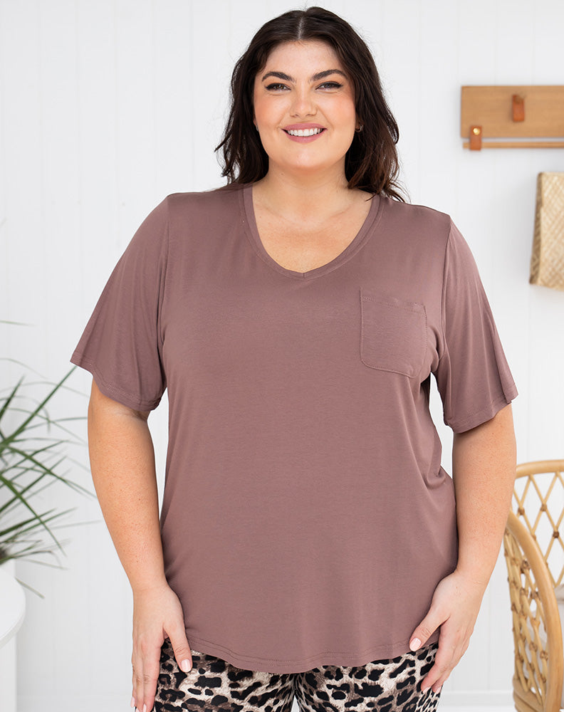 V Neck Tee - Mocha