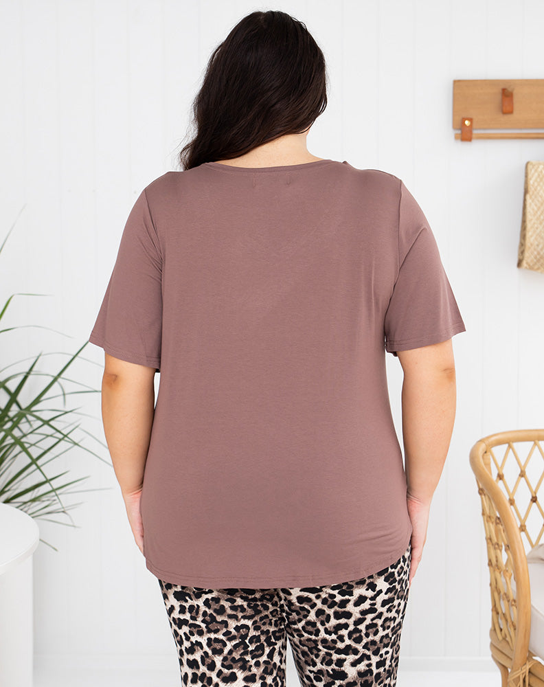 V Neck Tee - Mocha