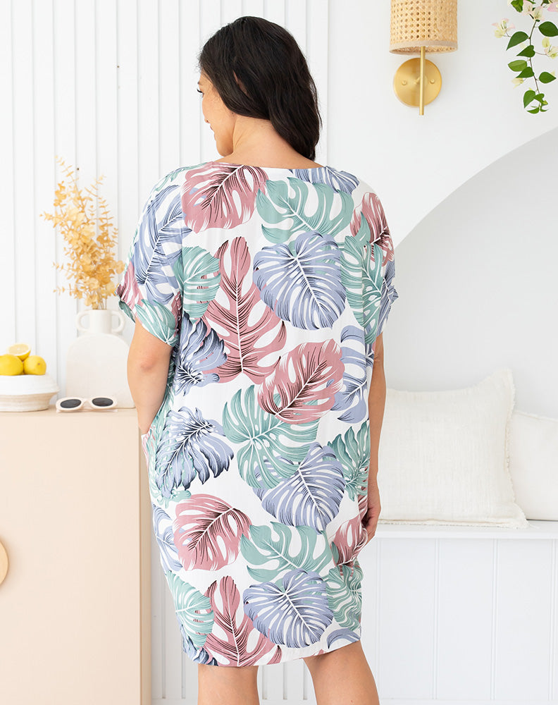 Pocket Dress -White/Tropical